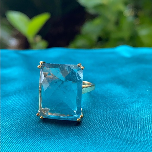 Emerald Cut Fluorite Gold Plated Ring - Picture 13 of 16